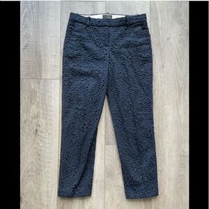 J. Crew Cafe Capri Pinwheel Eyelet Trouser in Navy Size 0